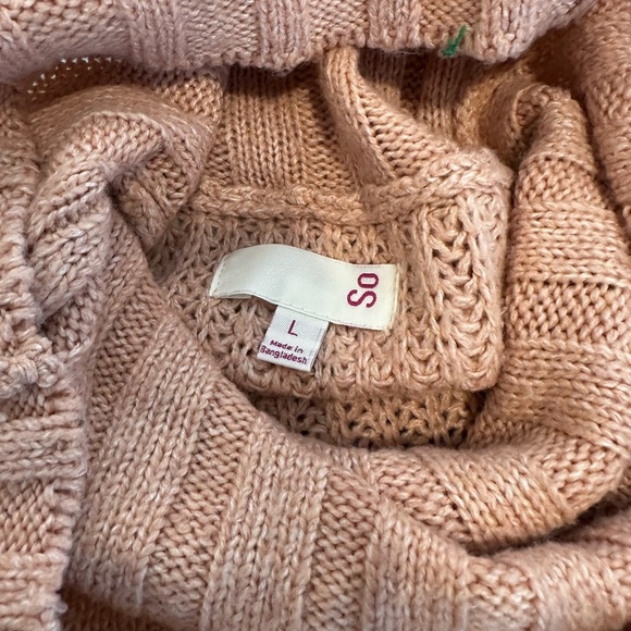NWT SO Sz:L Pink Navy Stripes Turtleneck Oversized Cropped Pullover Sweater. - Picture 9 of 9
